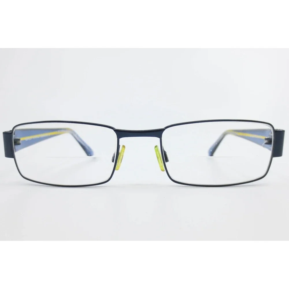 EasyClip EC 258 Blue Yellow Rectangular Eyeglasses Frames 50-18-135 50 Men Women